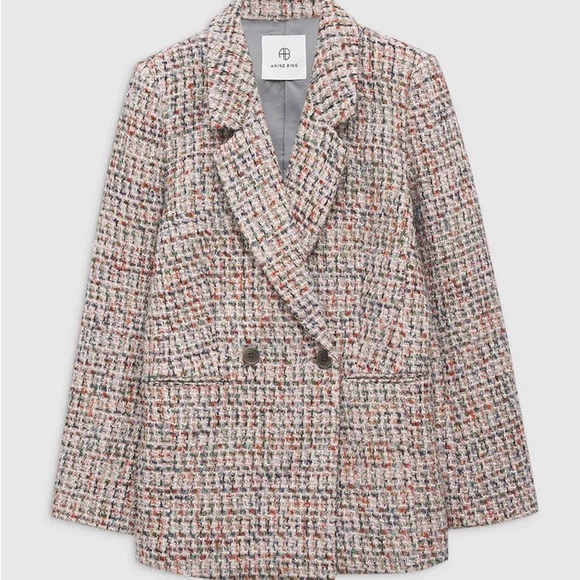Anine Bing Diana Wool Blend Tweed Blazer - Picture 9 of 9